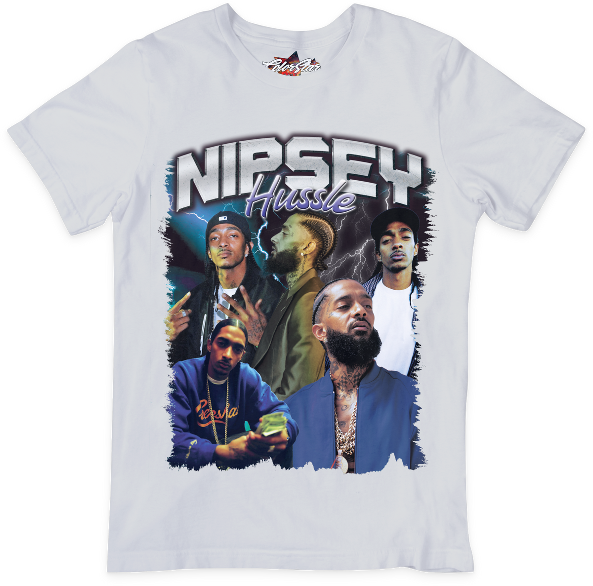 Nipsey Hussle Los Angeles Lakers T-Shirt Rap Hip-Hop - Full Color Glitter  Print